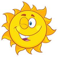 Happy sun with a wink and a wide smile, fun symbol of a positive mood vector