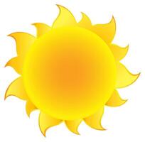 Bright sun with golden rays and gradient effect, symbol of warmth and light vector