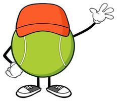 Cartoon Tennis Ball Greeting with a Happy Expression vector
