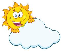 Happy sun and cloud with joyful expressions, symbol of balance between sunny and cloudy weather vector