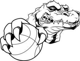 Unstoppable Alligator Athlete in Action Holding Basketball with Confidence vector