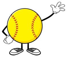 Happy Cartoon Softball with Arms and Legs in Playful Mood vector