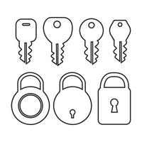 Lock and Key Icons, Security, Privacy, Protection, Access Control, Keyhole vector