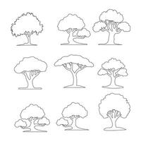 Tree Line Art Set, Nature, Forest, Landscape, Environment, Ecology vector