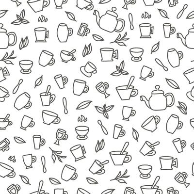 Seamless pattern tea cups. illustration.
