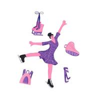 Figure skaters. Athletes on the rink design. vector
