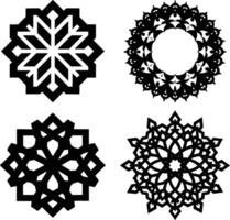 four snowflakes in different shapes and sizes, Islamic Geometric Pattern vector