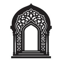 Islamic Archway, an ornate door with a window in it vector