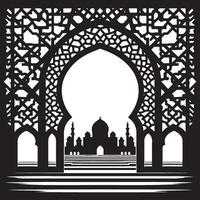 the silhouette of a mosque in the middle of an archway, Ramadan and Eid vector