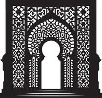 an ornate arch with a door and a window, Ramadan and Eid vector