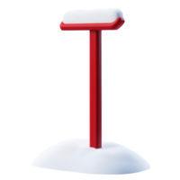 a red and white sign with snow on it png