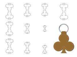 Clubs Card shape keychain key FOB dieline Template vector