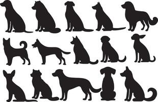 Dog silhouette Design Bundle On White Background vector