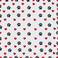 Hearts and Dog footprints seamless pattern On White Background vector