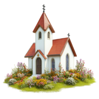 Charming Small Church Model With An Orange Roof And A Cross On Top For Decorative Display png