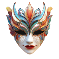 Brightly Colored Mask With A Unique Face Design And Artistic Patterns On Transparent Background png