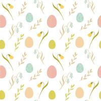 Easter eggs Seamless pattern with flowers, different eggs pattern, floral pattern vector
