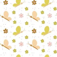 Seamless pattern butterflies with flowers, colorful butterflies pattern vector