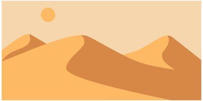 Desert landscape with a sun and sandy.Desert dunes background.Abstract background with dramatic desert dunes and sunset. vector
