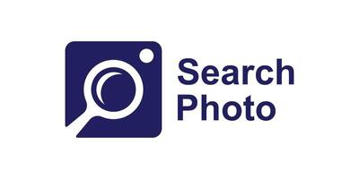 logo design combination of magnifying glass and camera, logo for photo search media, gallery, application, symbol, icon, idea, creative. vector