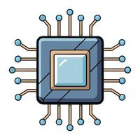 microchip icon, Electronic chip icon isolated. Circuit board icon vector