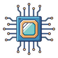 chip isolated minimal icon. processor line icon vector