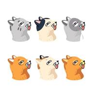 Cute cartoon illustrations of animals with their tongues out in a playful bundle vector