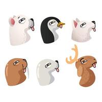Bundle of cartoon animals with their tongues out in a colorful and playful illustration vector