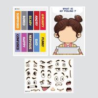 Educational game for children with face expression cut and paste activity vector