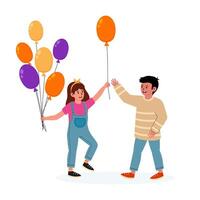 Children celebrate with colorful balloons at a joyful party in a cheerful atmosphere vector