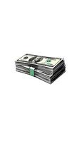 A stack of money is shown on a white background photo