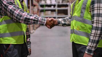 Warehouse Workers Shaking Hands in Unity video