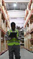 Warehouse Worker Conducting Inventory with Clipboard video