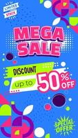 Mega sale discount banner with colorful background vector