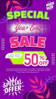 Special year end sale poster template with colorful background vector