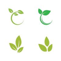 Set simple Green leaf logo template element symbol design vector