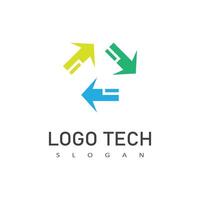 Technology illustration logo arow template vector
