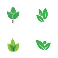 Set icon Green leaf logo template element symbol design vector