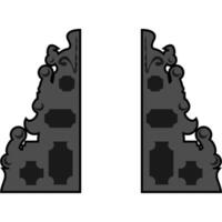 Black and white Balinese temple gate outline suitable for travel guides, cultural websites, and graphic design projects. vector