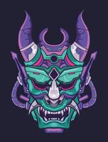 An illustration of a demon mask with horns vector