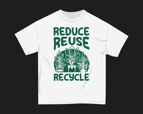 Reduce Reuse Recycle, Retro environmental t-shirt design