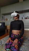 Experience the thrilling world of Virtual Reality alongside a Young Woman in a Modern Setting video