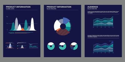 Presentation business analysis charts in color. Finance Charts. vector