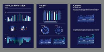 Project business analysis charts in color. illustration. vector