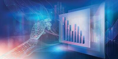 Analysis of economic growth graphs and financial market research using artificial intelligence. vector