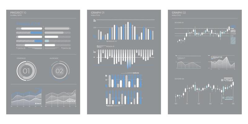 Business elements charts in color. illustration.