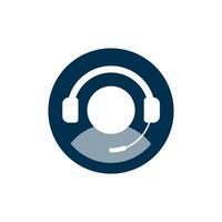 Flat icon illustration of a silhouette head wearing a headset, representing customer service, support, call center, or any information related assistance vector