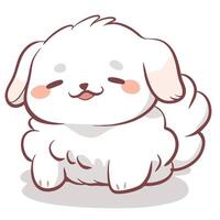 Cute fluffy dog character with happy expression, sitting comfortably. This adorable illustration captures essence of joy and playfulness in charming way vector