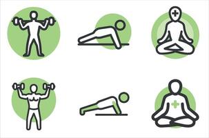 Exercise and Meditation Icon Collection vector