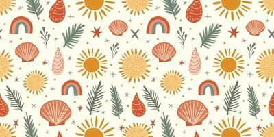 Cute and trendy summer seamless pattern in a boho style with a playful yet elegant vibe vector